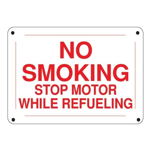 Aluminum Sign: NO SMOKING - STOP MOTOR - Graphic Overlays & Decals